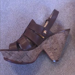 Michael Kors size 7 leather & cork platform heels